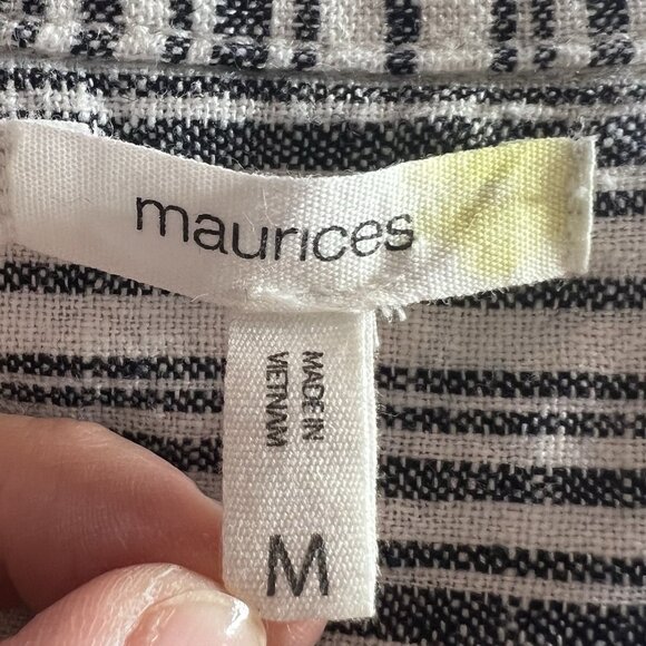 Maurices Women’s Linen Blend Blazer Striped Medium Size Pockets Button - Picture 5 of 9